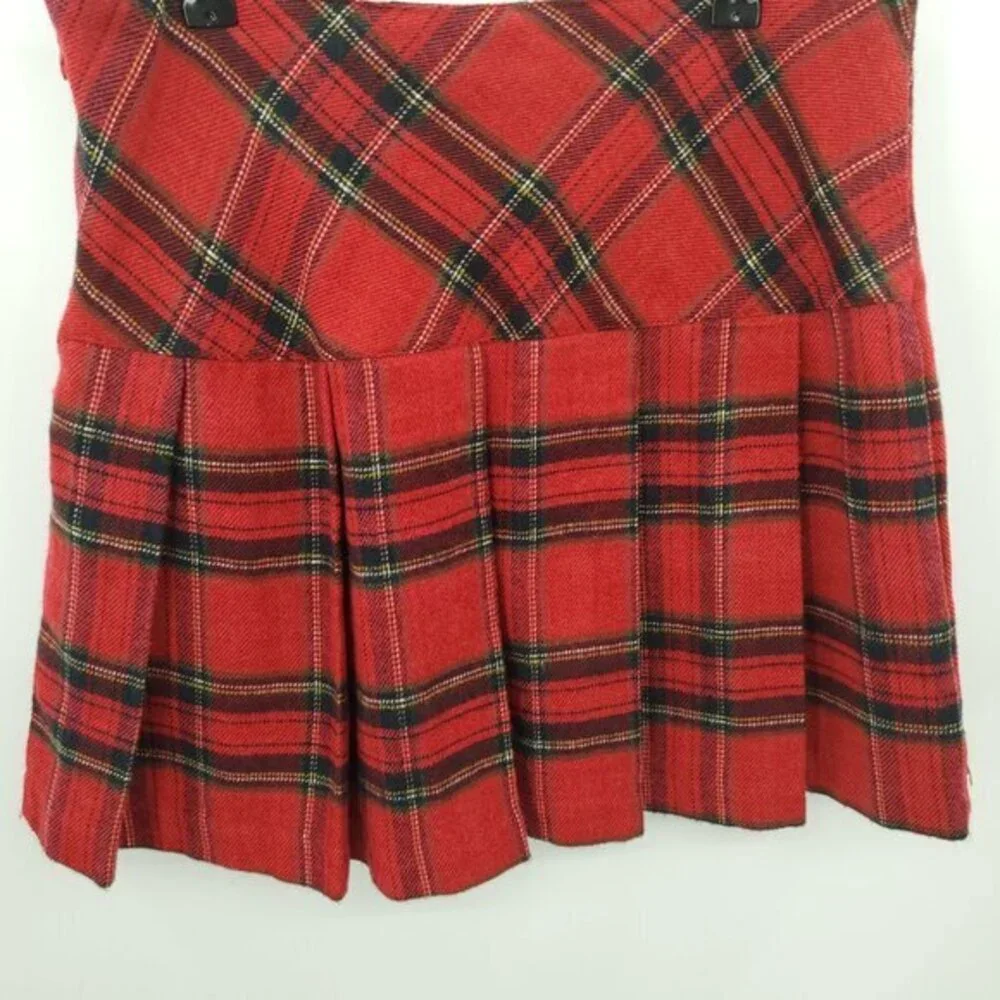 Steve & Barry's Tartan Plaid Pleated Mini Skirt 8 Red/Green